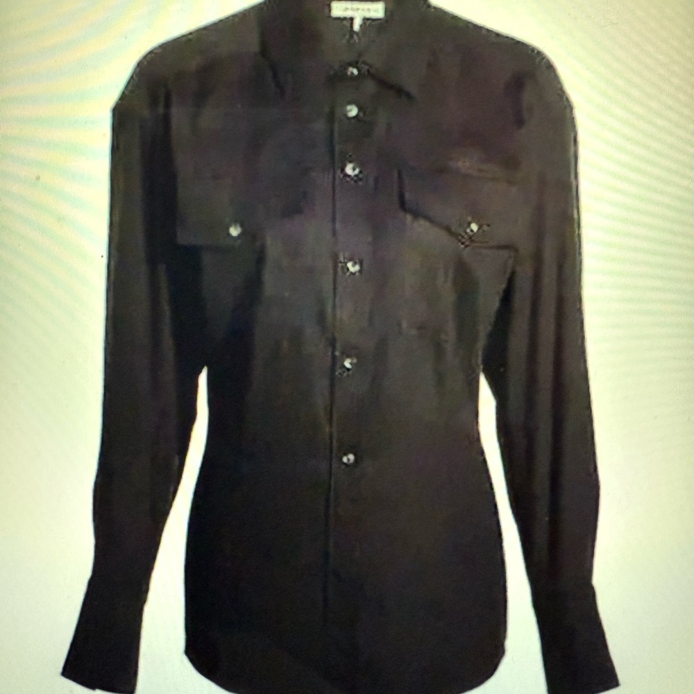 Frame Denim Black Blouse Tailored Silhouette